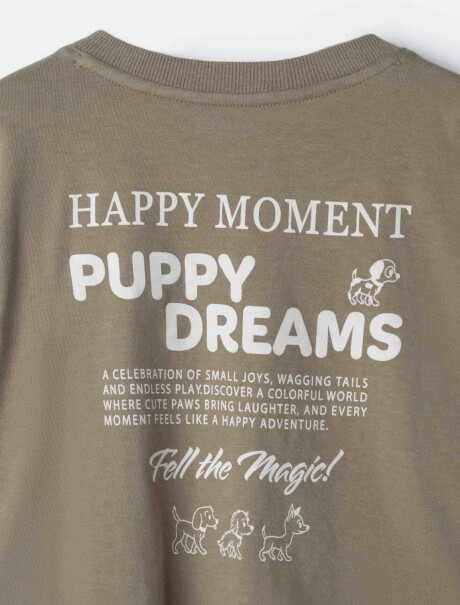 CAMISETA CON ESTAMPADO EN LA PARTE DELANTERA Y TRASERA MARRÓN