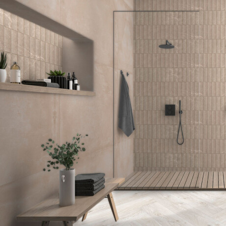 Ceramica Beige Oscuro Rustico Relieve Mate 40X120Cm Pared GAMAS DE BEIGE