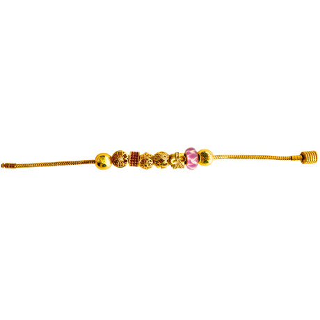 Pulsera bañada en oro de 18 kilates con piedras genuinas - Armonia 6 dijes Pulsera bañada en oro de 18 kilates con piedras genuinas - Armonia 6 dijes