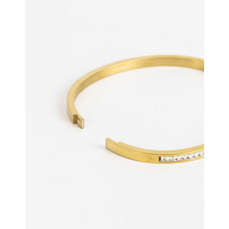 Pulsera De Acero Con Cubic Dorado
