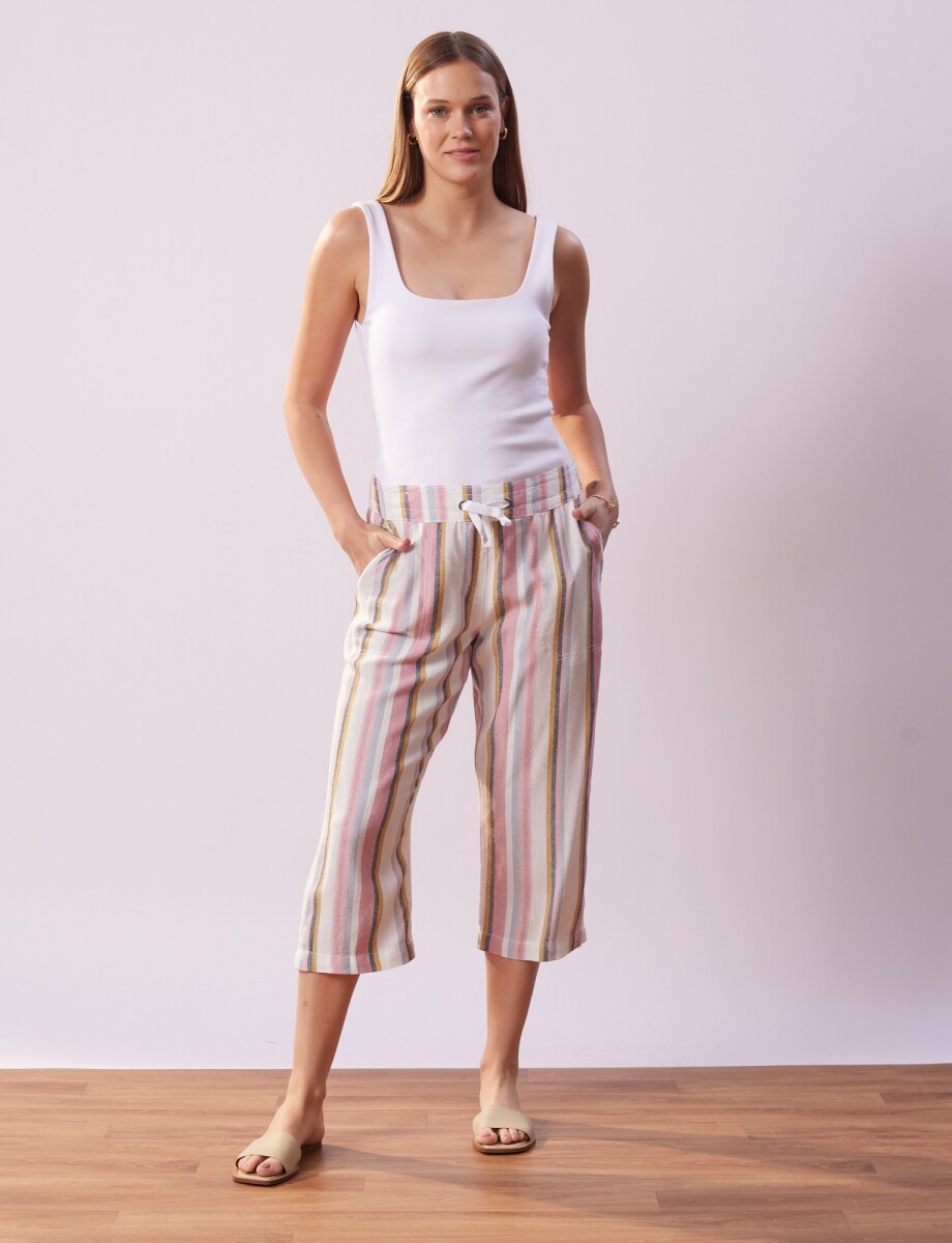 Capri Lino - Rosa/multi 