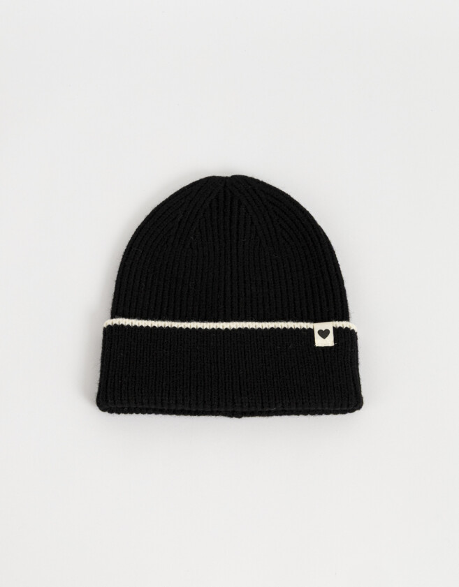 Gorro Romántico Gorro Tejido Con Tag - Negro