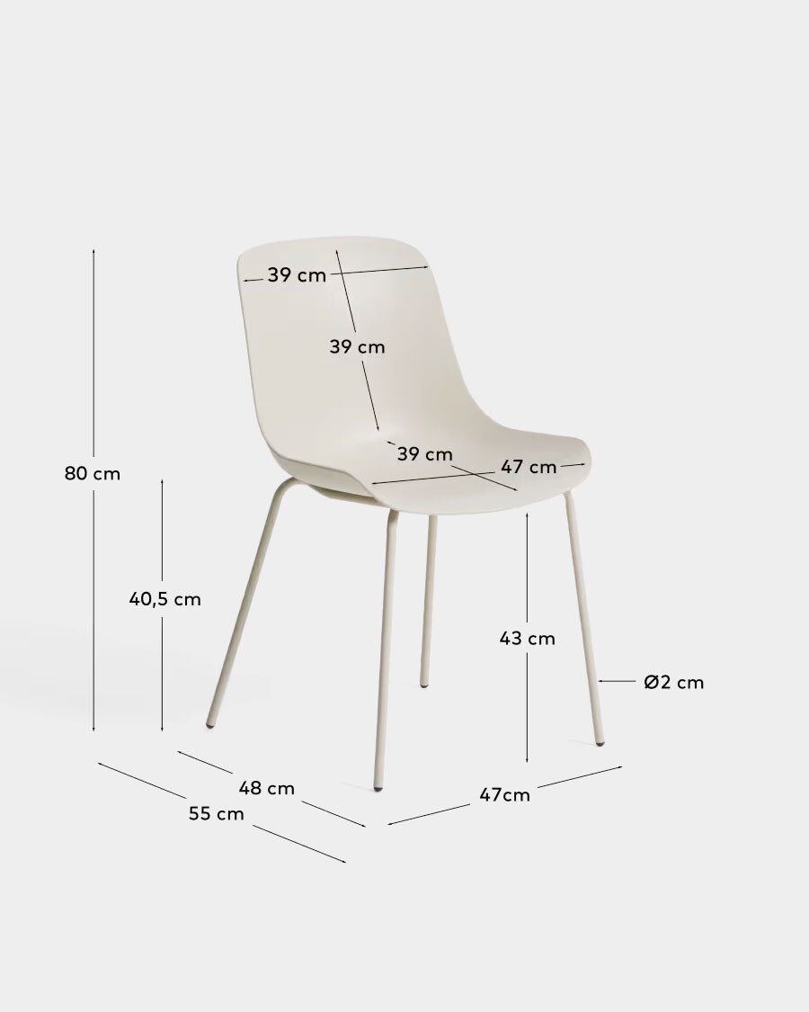 Silla Altea beige y patas de acero con acabado beige Silla Altea beige y patas de acero con acabado beige