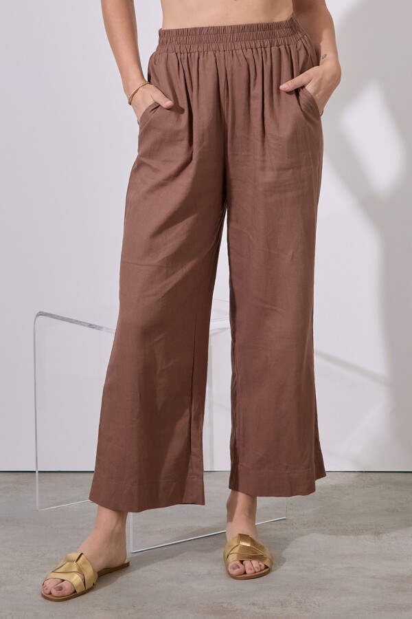 Pantalon Lino MARRON