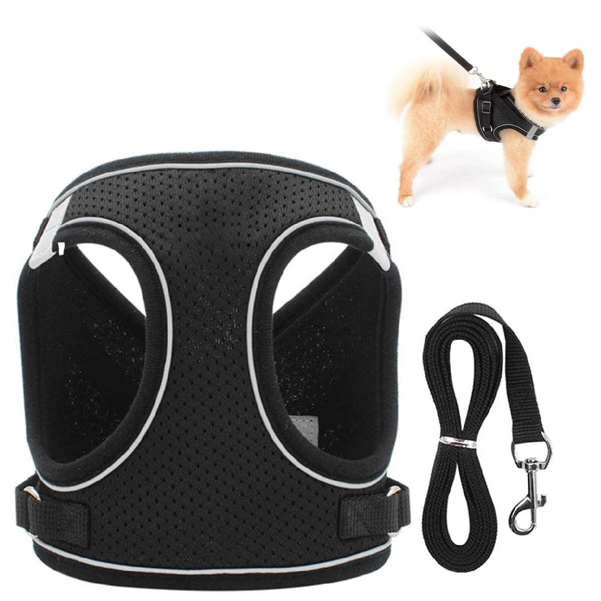 Arnes Reflectivo Talle S Mascota Correa Pechero Perros Gatos - Color Variante Negro 