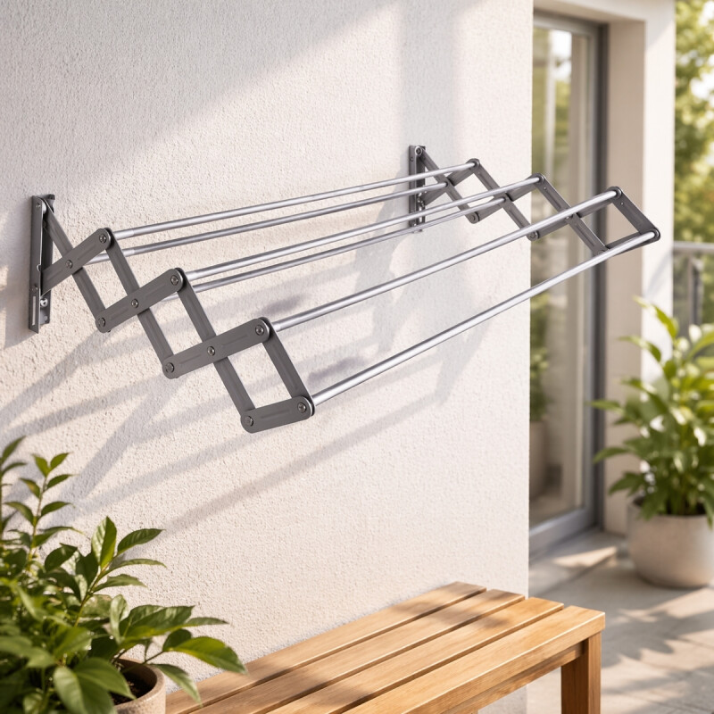 Tendedero plegable pared en aluminio 80 cm GRIS
