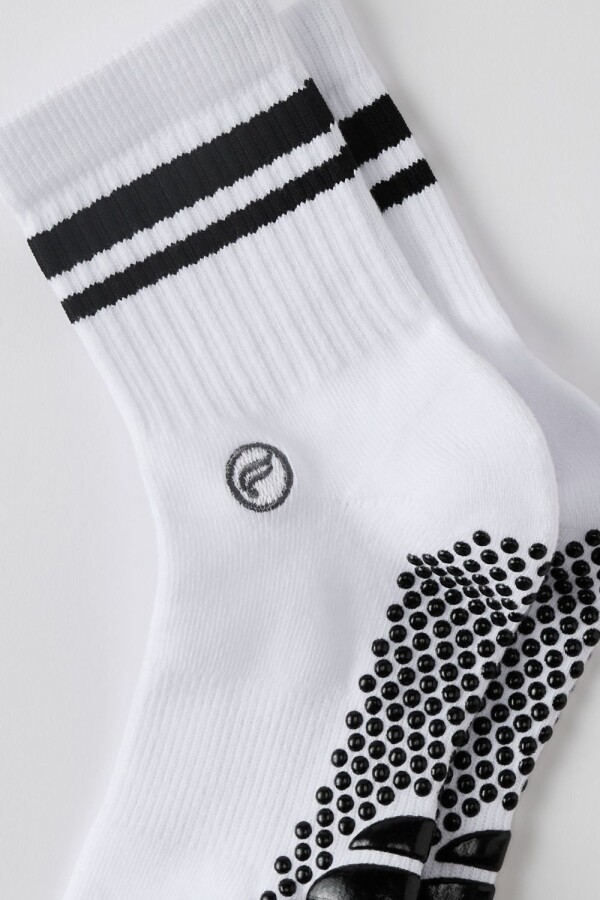 Medias The Powerhouse Quarter Crew Grip Sock Hombre Classic White/Black Stripe