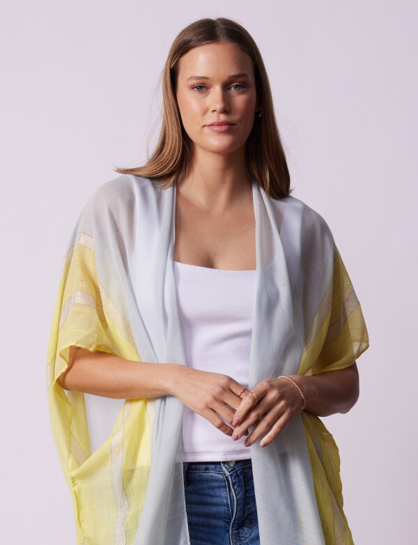 Kimono Lineas MULTI/CELESTE
