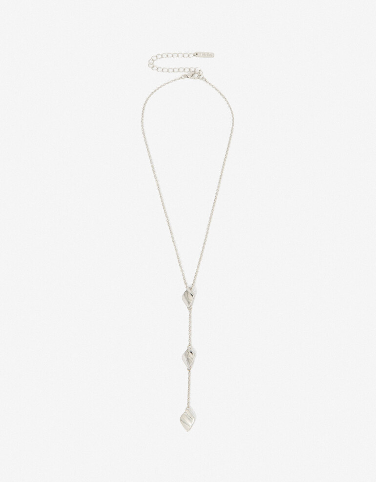 Collares Largos Metal Collar Largo Y Con Chapones - Plateado Rodio