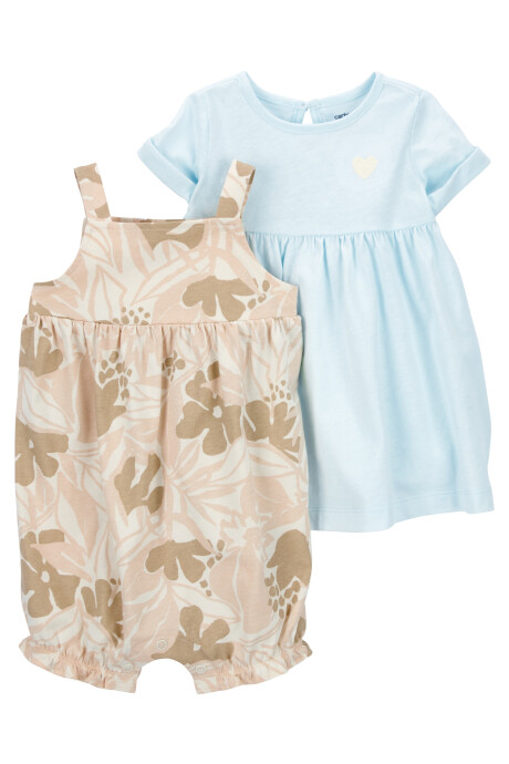 Set dos piezas de algodón, vestido y monito bombachudo Sin color