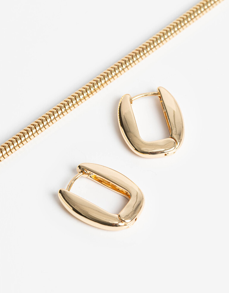 Bijouterie Set Metal Set De Argollas Y Collar - Dorado