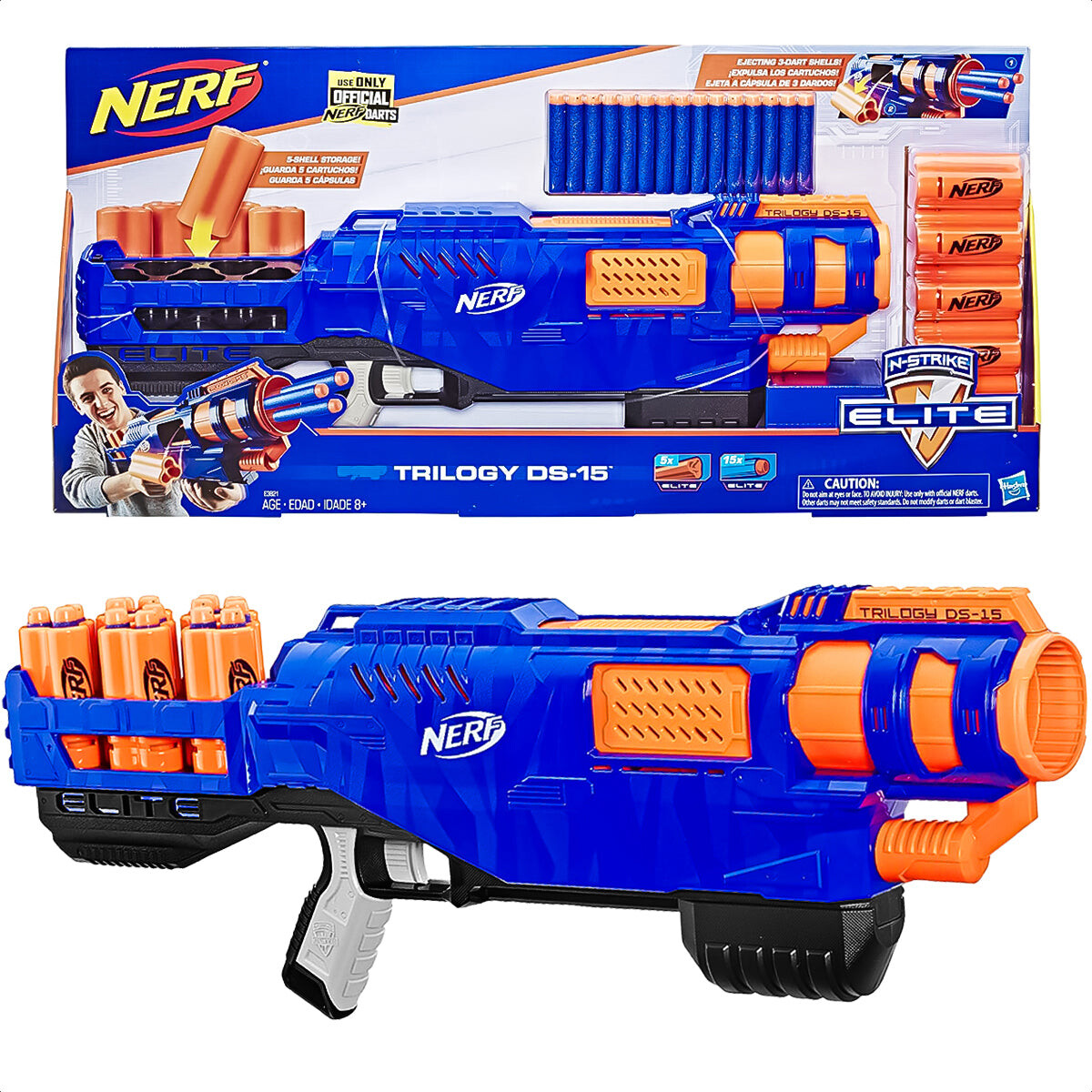 Pistola Lanzador Nerf Elite C/15 dardos y 5 cartuchos 