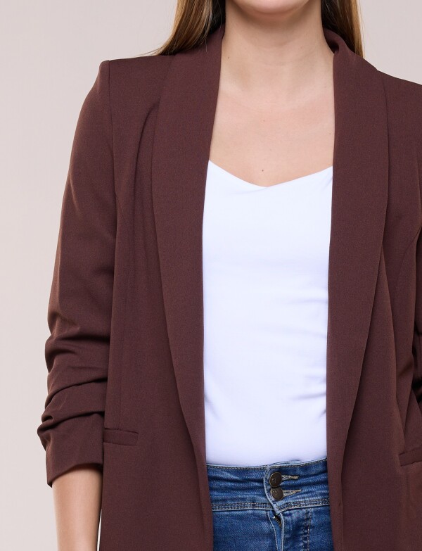 Blazer Crepe Manga Fruncida MARRON