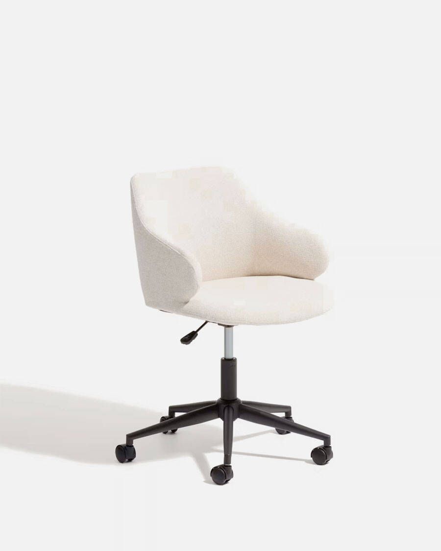Silla de escritorio Einara chenilla beige y patas de acero negro Silla de escritorio Einara chenilla beige y patas de acero negro