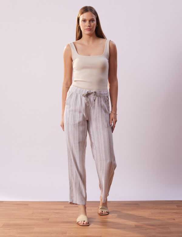 Pantalon Lino MULTI/BEIGE