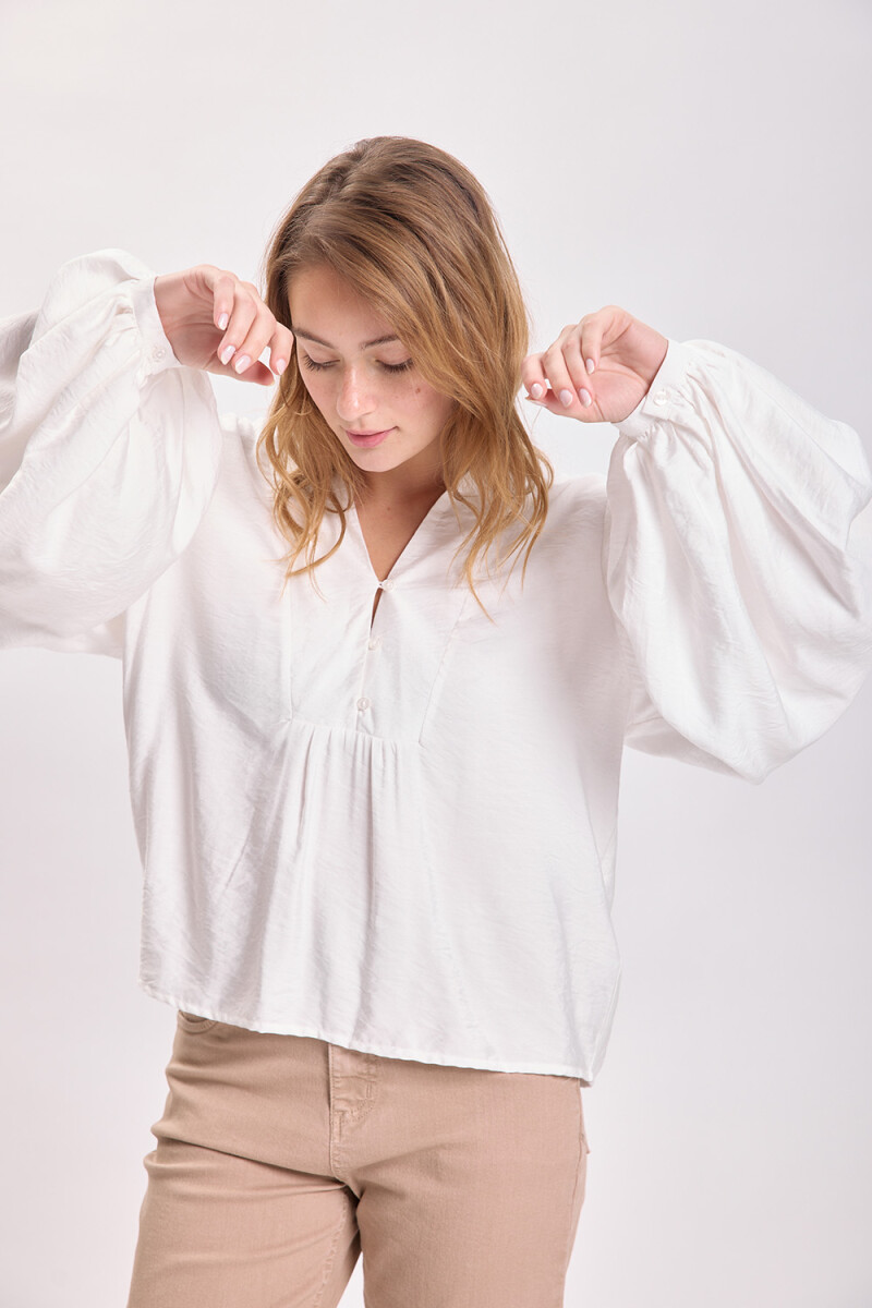 Blusa cuello v Blanco