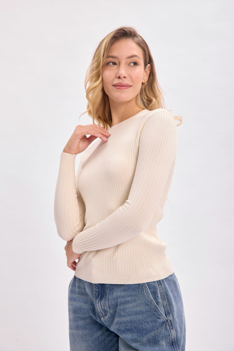 Remera punto rib Crudo