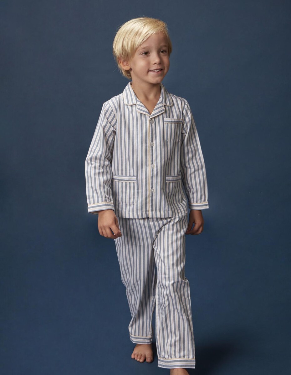 Pijama De Rayas Con Contraste - Blanco Roto 