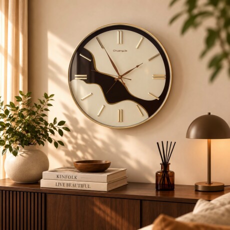 Reloj de Pared Moderno Abstracto Negro y Marfil - Ø41 cm Reloj de Pared Moderno Abstracto Negro y Marfil - Ø41 cm