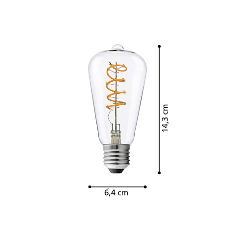 Lámpara LED velón transp.ST64 E27 4,5W cálida400Lm EG5354