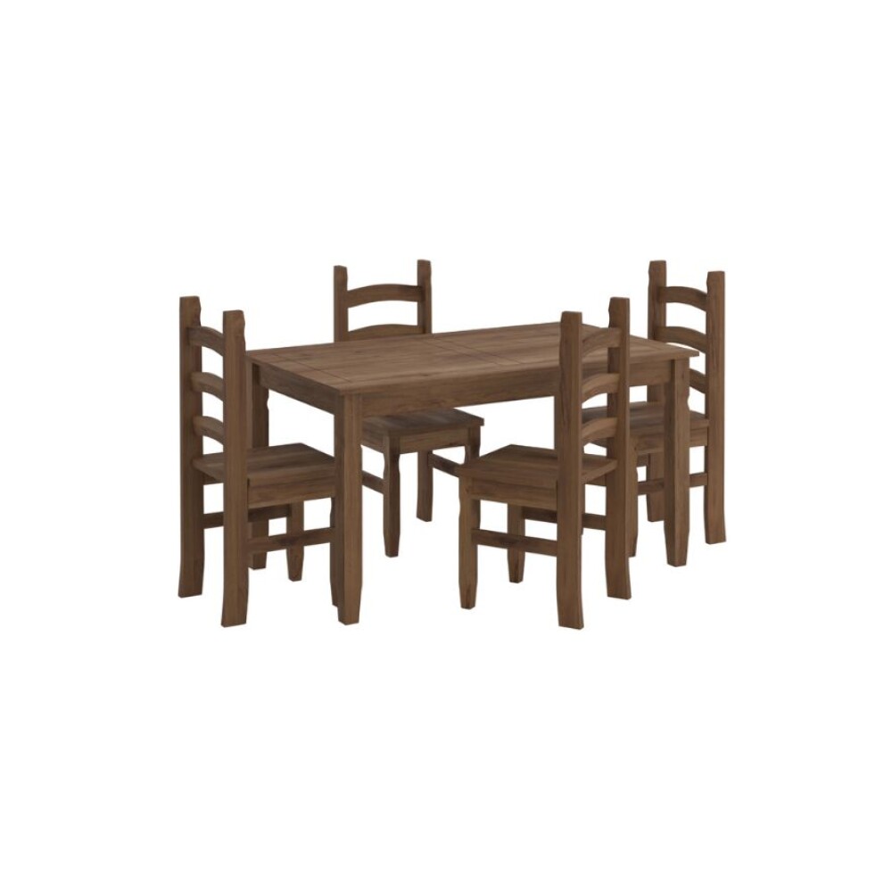 Juego De Comedor 4 Sillas - Corona - Madera Oscuro