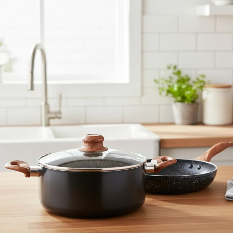 Juego de Batería Antiadherente Cocina 7P c/Tapa Selecta Plus Negro