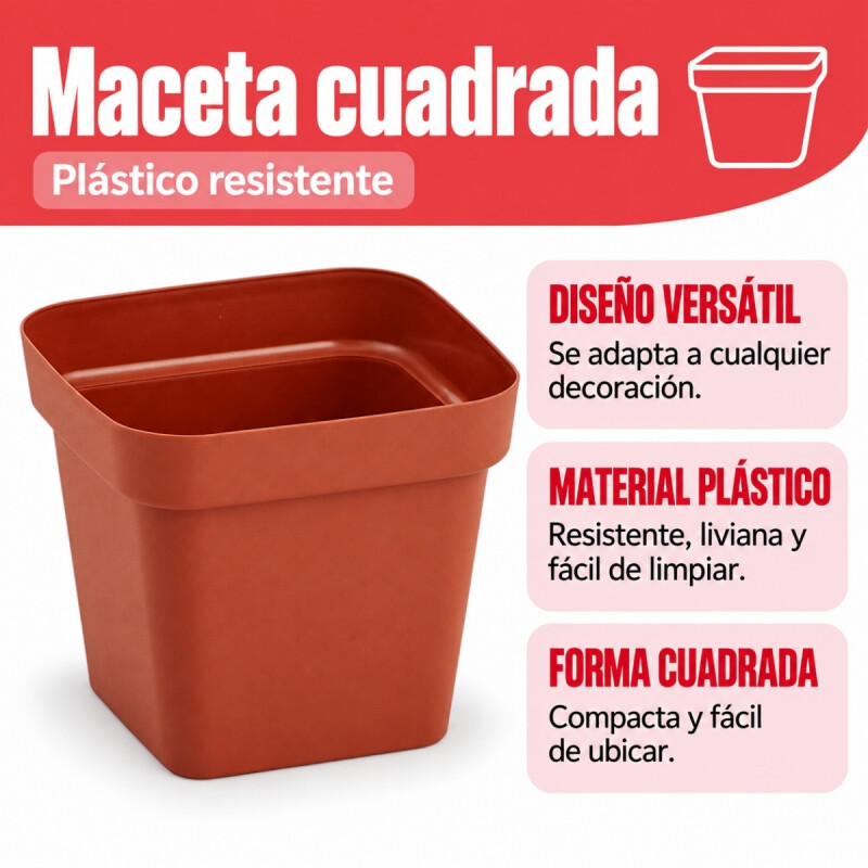 Maceta cuadrada 1,9 lts TERRACOTA