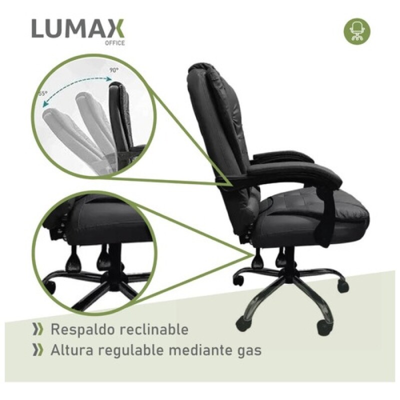 Silla Ejecutiva en cuero Lumax Modelo Miles Negro