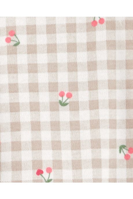 Pijama una pieza de algodón, con pie, diseño cerezas Sin color