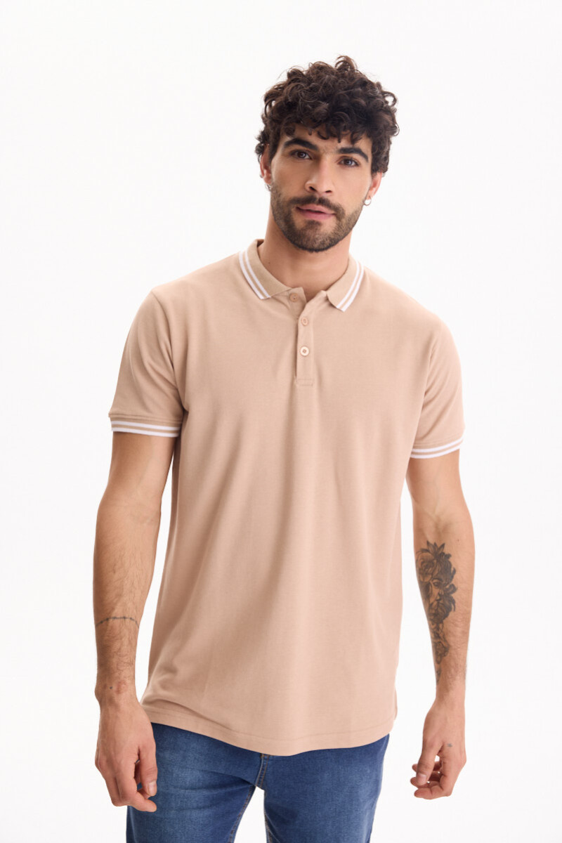 Remera Polo Stripped Beige