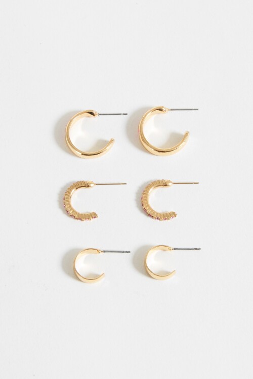 Set de tres aros detalle corazón dorado