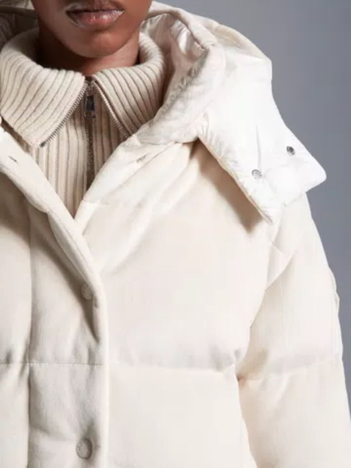 Moncler -Campera con capucha desmontable, Daos Marfil