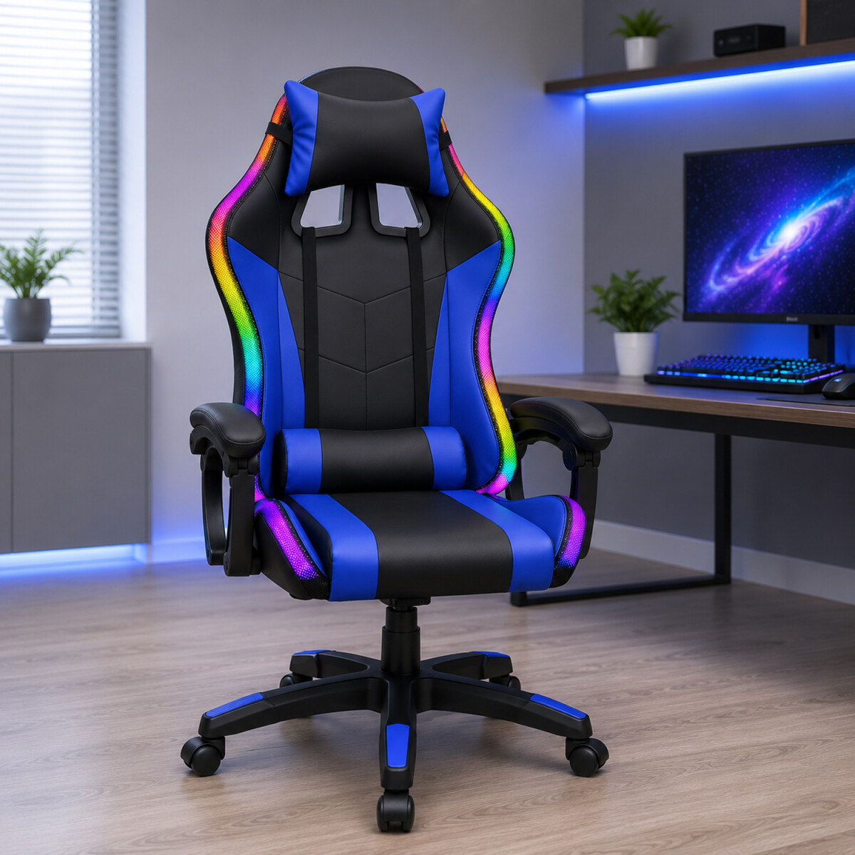 Silla Gamer Dw388 Luz Rgb Rreclinable - SILLA GAMER DW388 POSAPIE LUZ RGB 