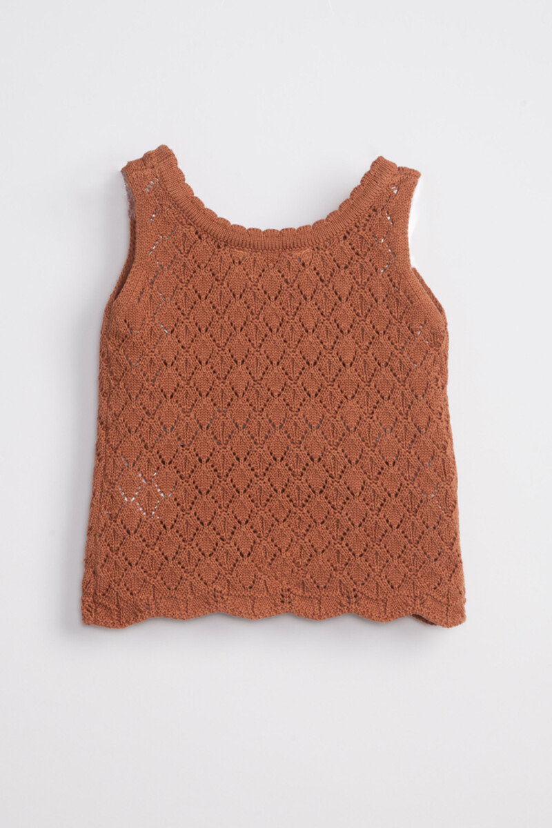 Musculosa punto tejida Camel