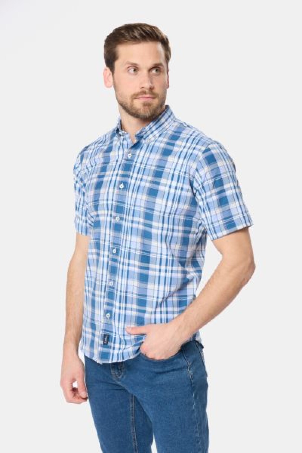 CAMISA SPORT A CUADROS Azul