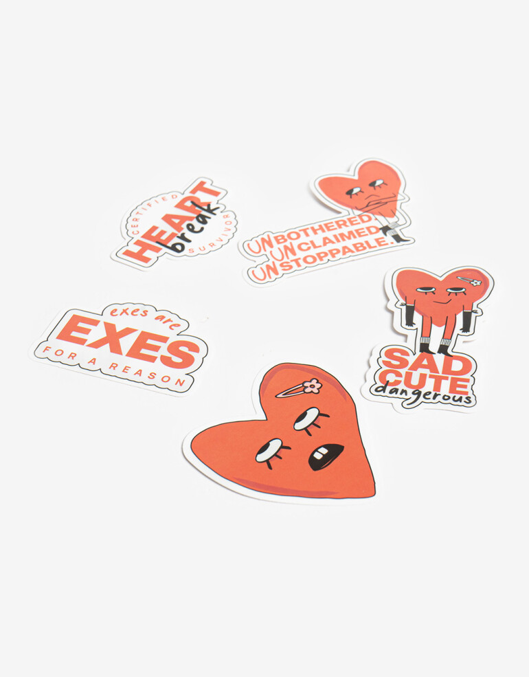 Útiles Varios Set De Stickers Broken Hearts - Combinacion Tricolor