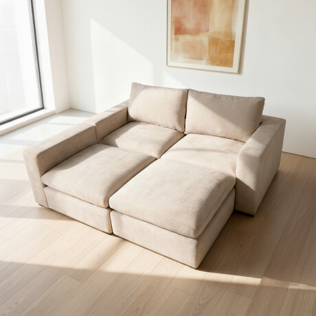 Sofá Modular Conecta (4 módulos) - Tela Microfibra TC 1010 (Beige)