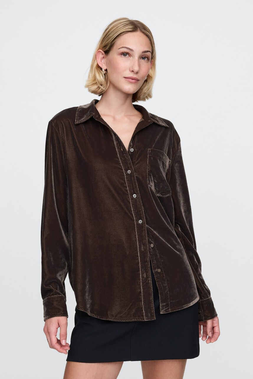 Camisa Terciopelo Mujer Terra Brown