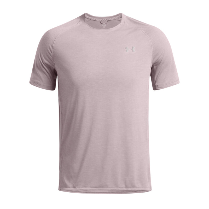 UA TRAIL RUN SHORTSLEEVE-GRN GRY-015