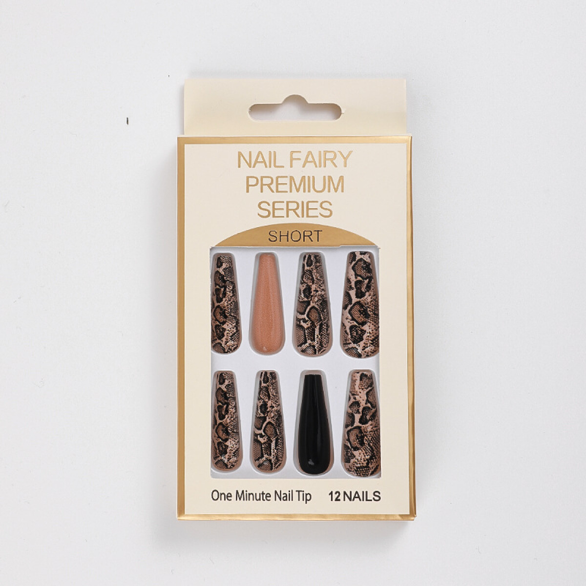 Set De Uñas Postizas Cora Punta Ballerina - Animal Print Pink Serpiente 