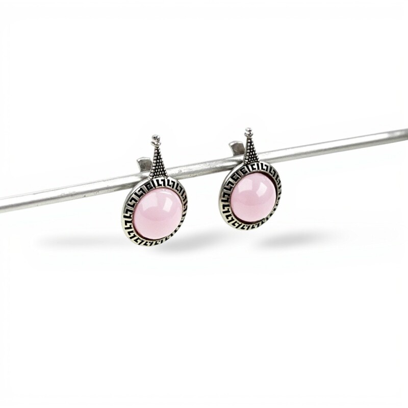 Caravanas colgantes circulos rosa - Plata 925 -Zirconia rosa -CA3924 conpiedra