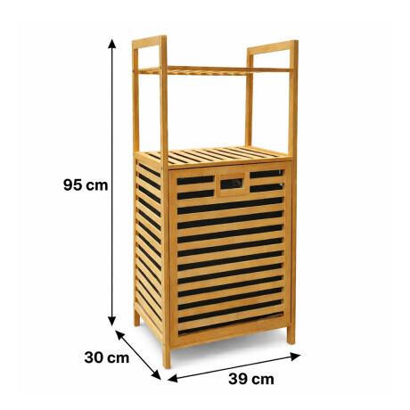 Estanteria con cesto de ropa bambú con 2 estantes - 39x30x95cm Sc