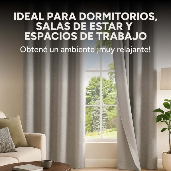 Cortina Blackout 100% Engomada Termica Set 2 Paños Tipo Lino Variante Color Gris Claro