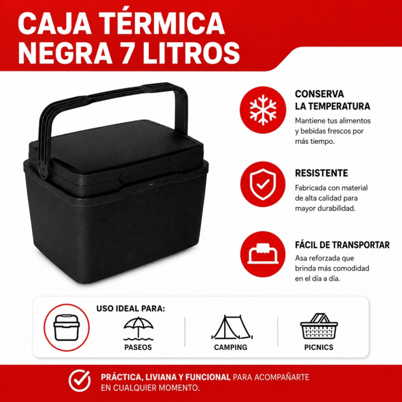 Conservadora térmica 7 lts NEGRO