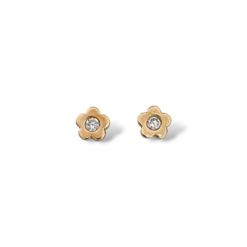 Caravanas Flor Zirconia-Plata y oro-Zirconia-CA5079 conpiedra