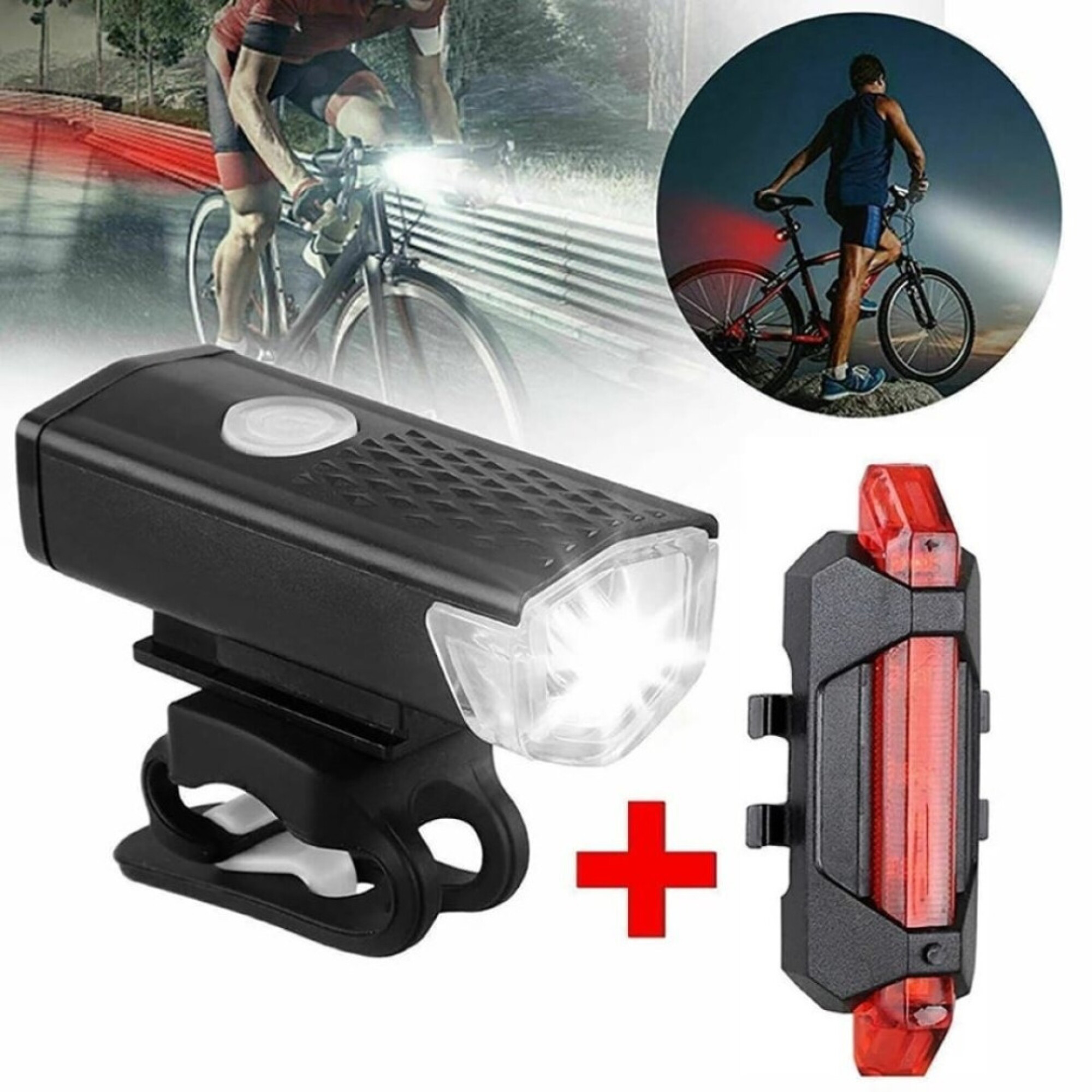 Kit Luces LED Delantera Y Trasera Recargable Para Bicicleta, TQ