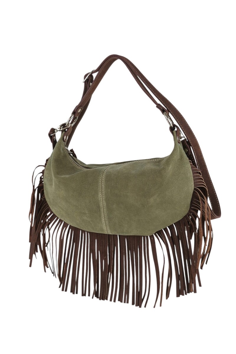 Cartera con flecos verde