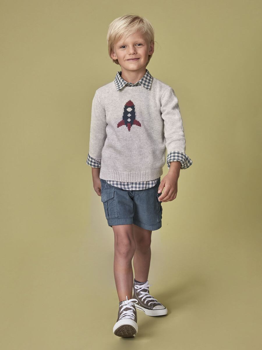Jersey Intarsia Cohete Piedra Melange