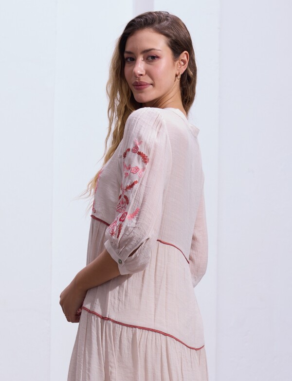 Vestido Det Bordado BEIGE/MULTI