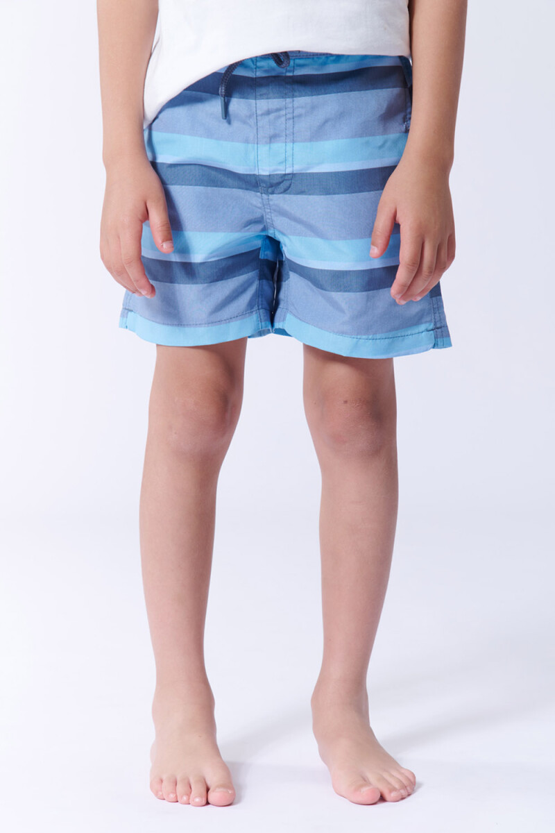 Short de baño estampado Bloques Celeste
